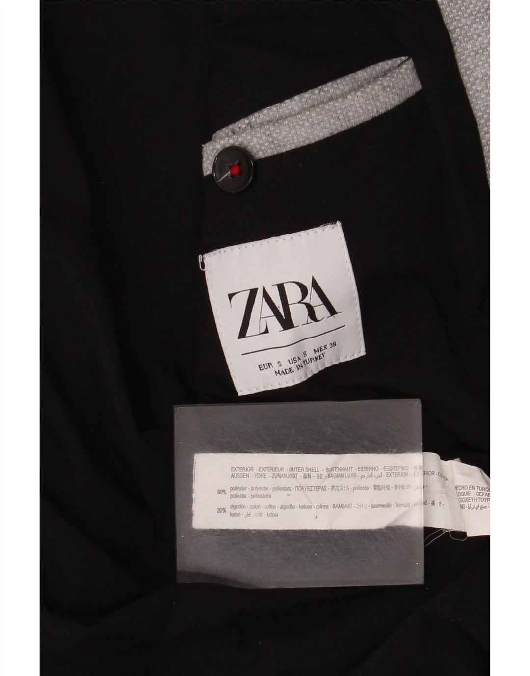Jachetă pentru bărbați Zara, cu 2 nasturi, UK 36, poliester, gri mic