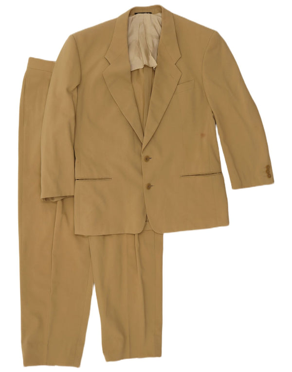 Giorgio Armani Mens 2 Button Piece Suit IT 50 Large W34 L28 Beige Cotton