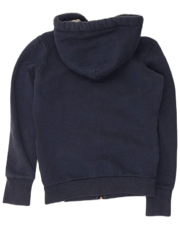 Superdry Womens Graphic Zip Hoodie Sweater UK 8 Small Navy Blue Cotton