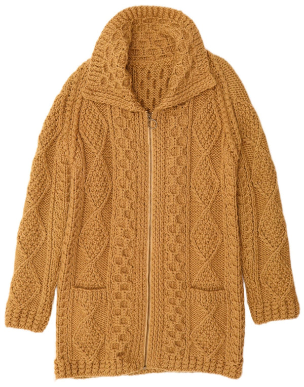 Pulover cardigan cu paragate vintage pentru femei UK 12 Bej mediu