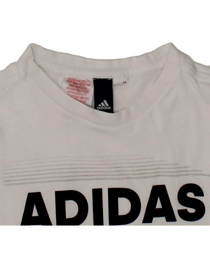 ADIDAS Boys Graphic T-Shirt Top 7-8 Years White Vintage Adidas and Second-Hand Adidas from Messina Hembry 