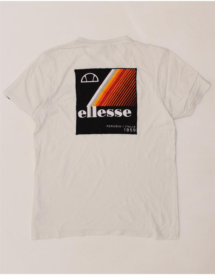 ELLESSE Mens Perugia Graphic T-Shirt Top Medium White Cotton Vintage Ellesse and Second-Hand Ellesse from Messina Hembry 