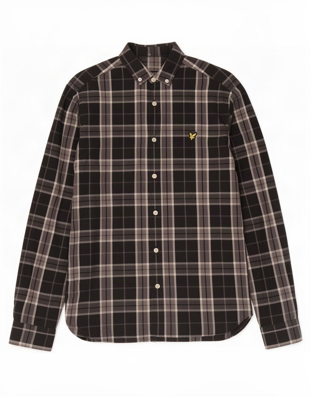 Cămașă pentru bărbați Lyle & Scott, bumbac cu carouri mici, negru