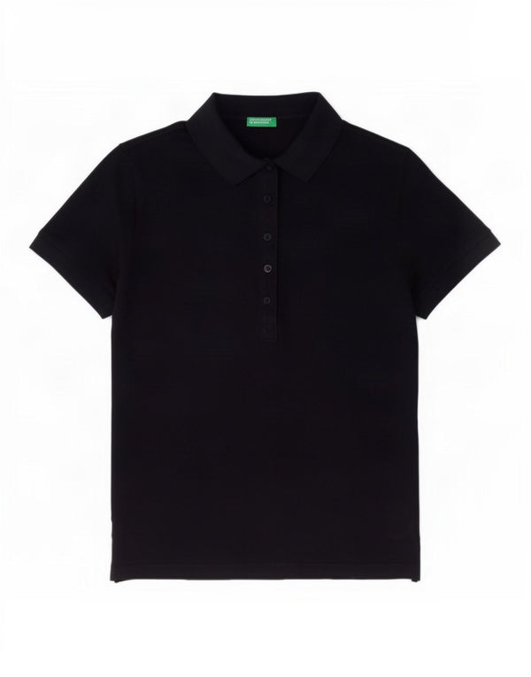 Tricou polo Benetton pentru femei UK 14 Medium Bluemarin Bumbac