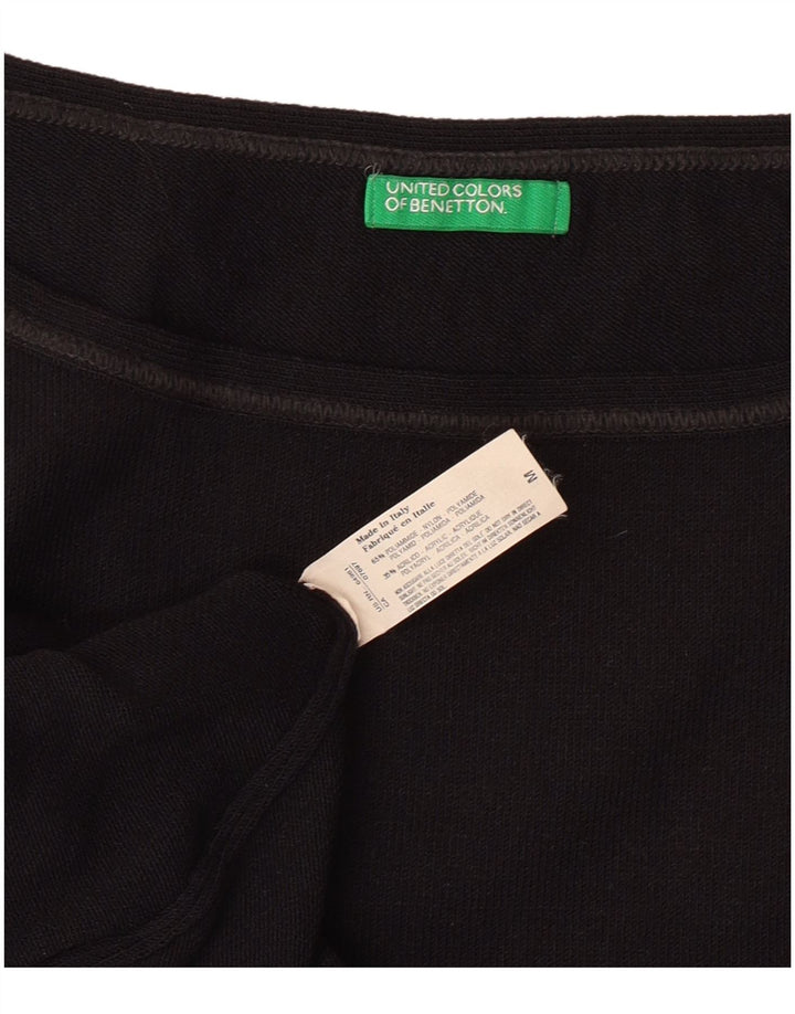 BENETTON Crop Vest Top pentru femei UK 12 Medium Black Poliamidă