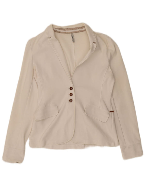 Blazer Woolrich pentru femei, cu 3 nasturi, UK 10, bumbac alb mic