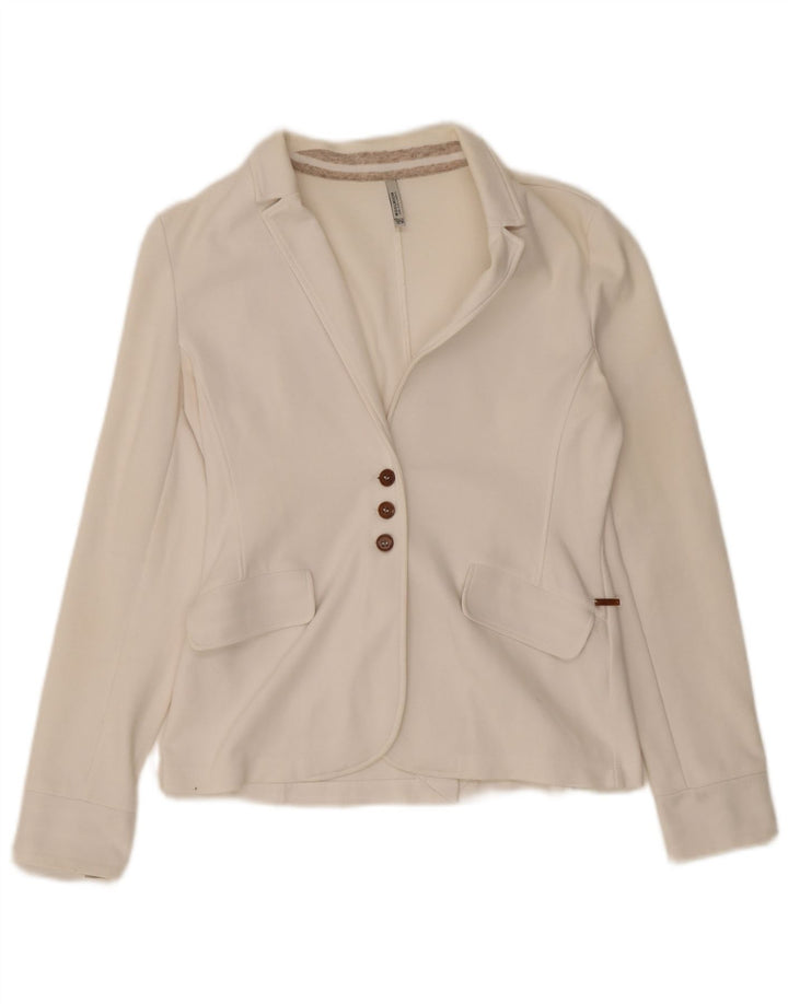 Blazer Woolrich pentru femei, cu 3 nasturi, UK 10, bumbac alb mic