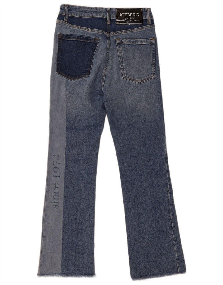 Blugi Iceberg pentru femei cu grafic bootcut W27 L28, bumbac color block, albastru