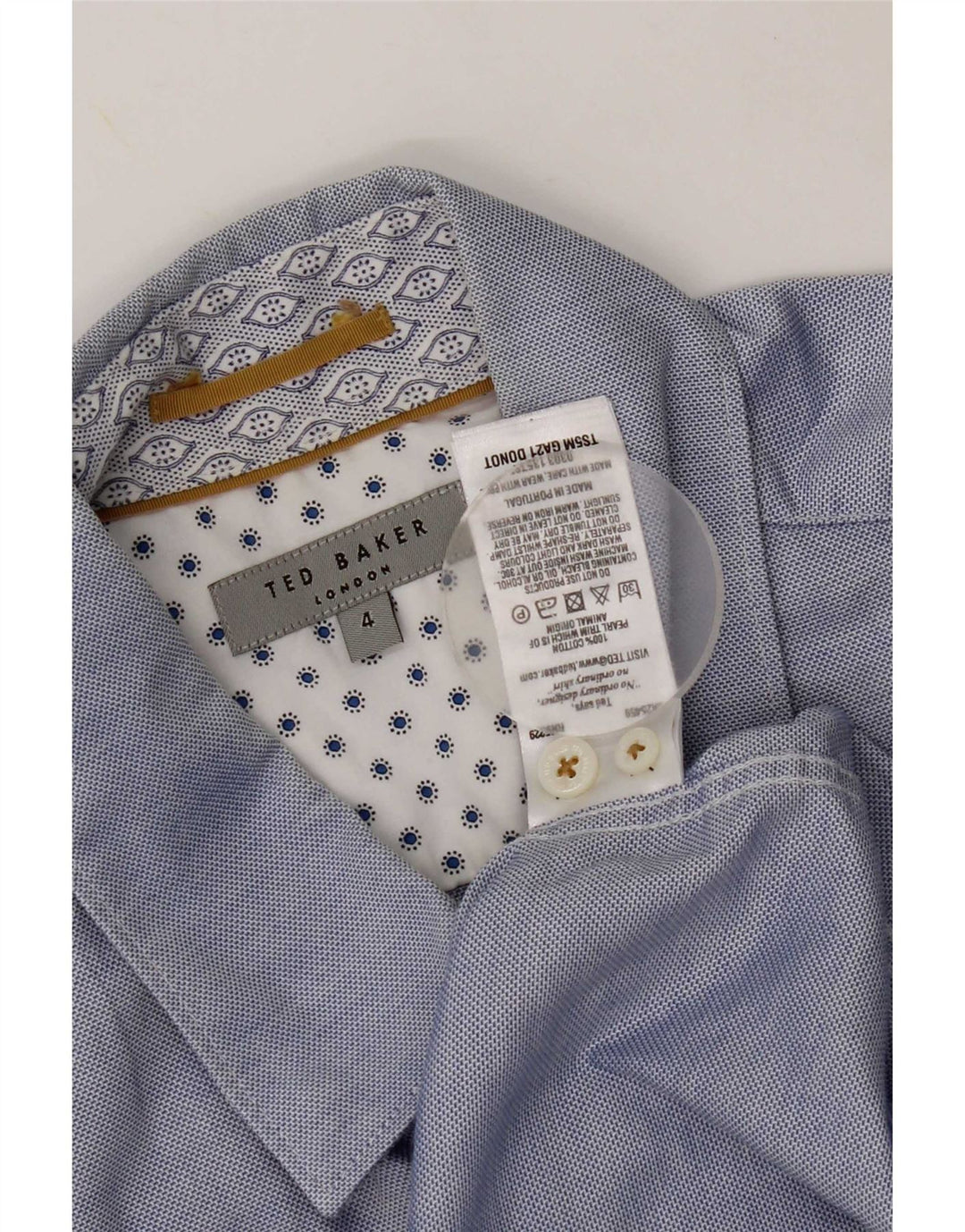 Cămașă cu mânecă scurtă pentru bărbați Ted Baker, marimea 4, bumbac albastru