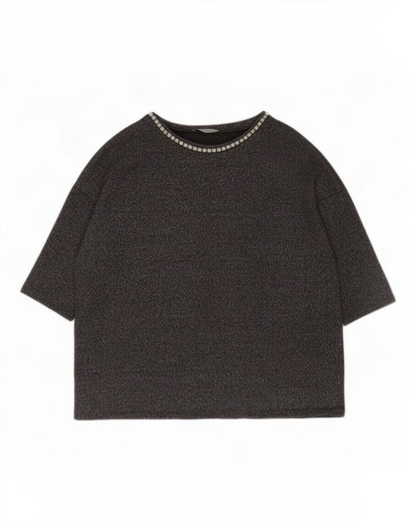 Tricou Zara Womens Trafaluc Top UK 16 Large Gri