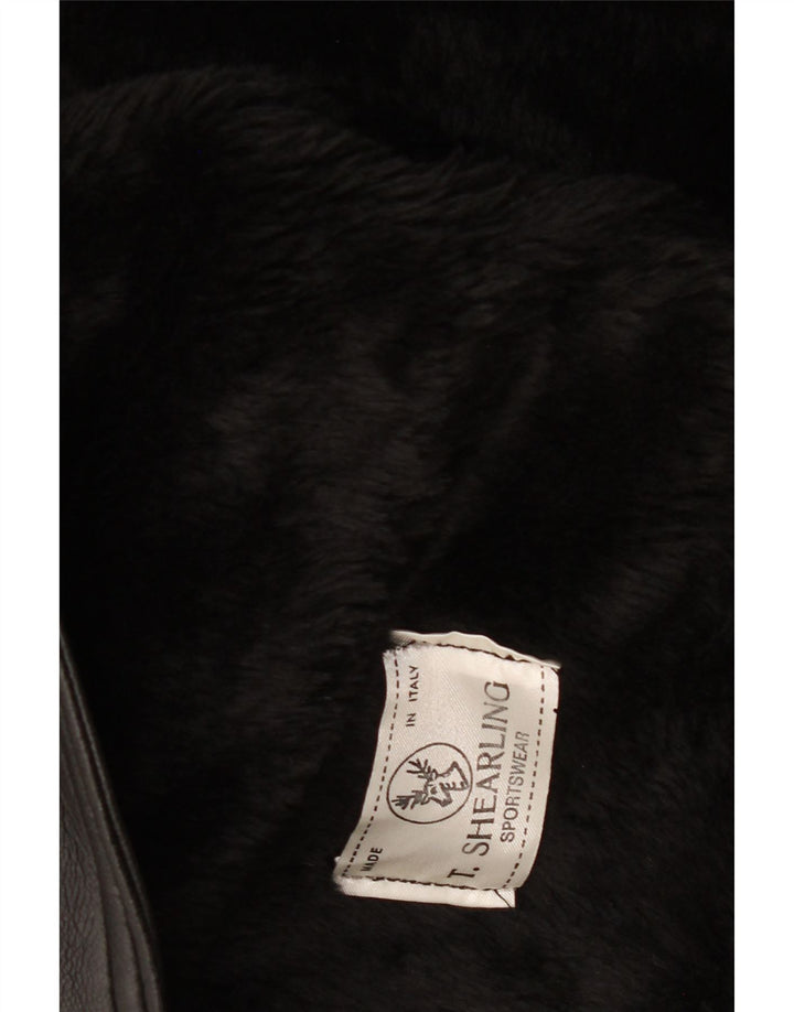 Jachetă vintage pentru bărbați din shearling IT 38 Medium Black Shearling