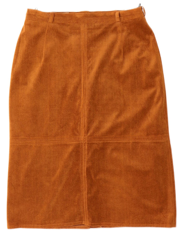 Fusta Dreaptă din Velour Vintage pentru Femei Mediu W28 Maro Poliester