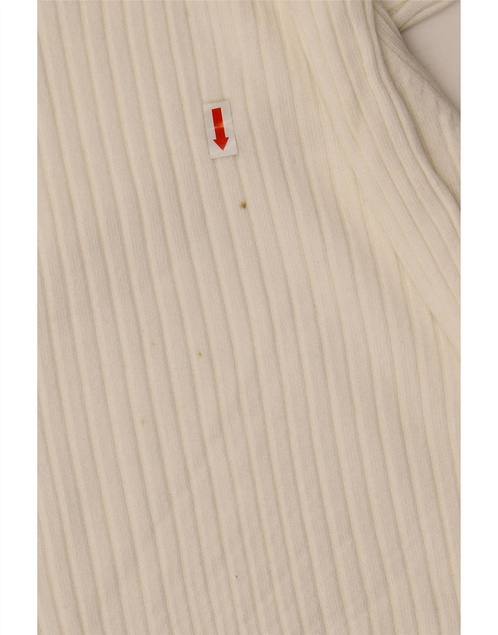 Pulover de damă ZARA cu decolteu rotund din viscoză albă mică