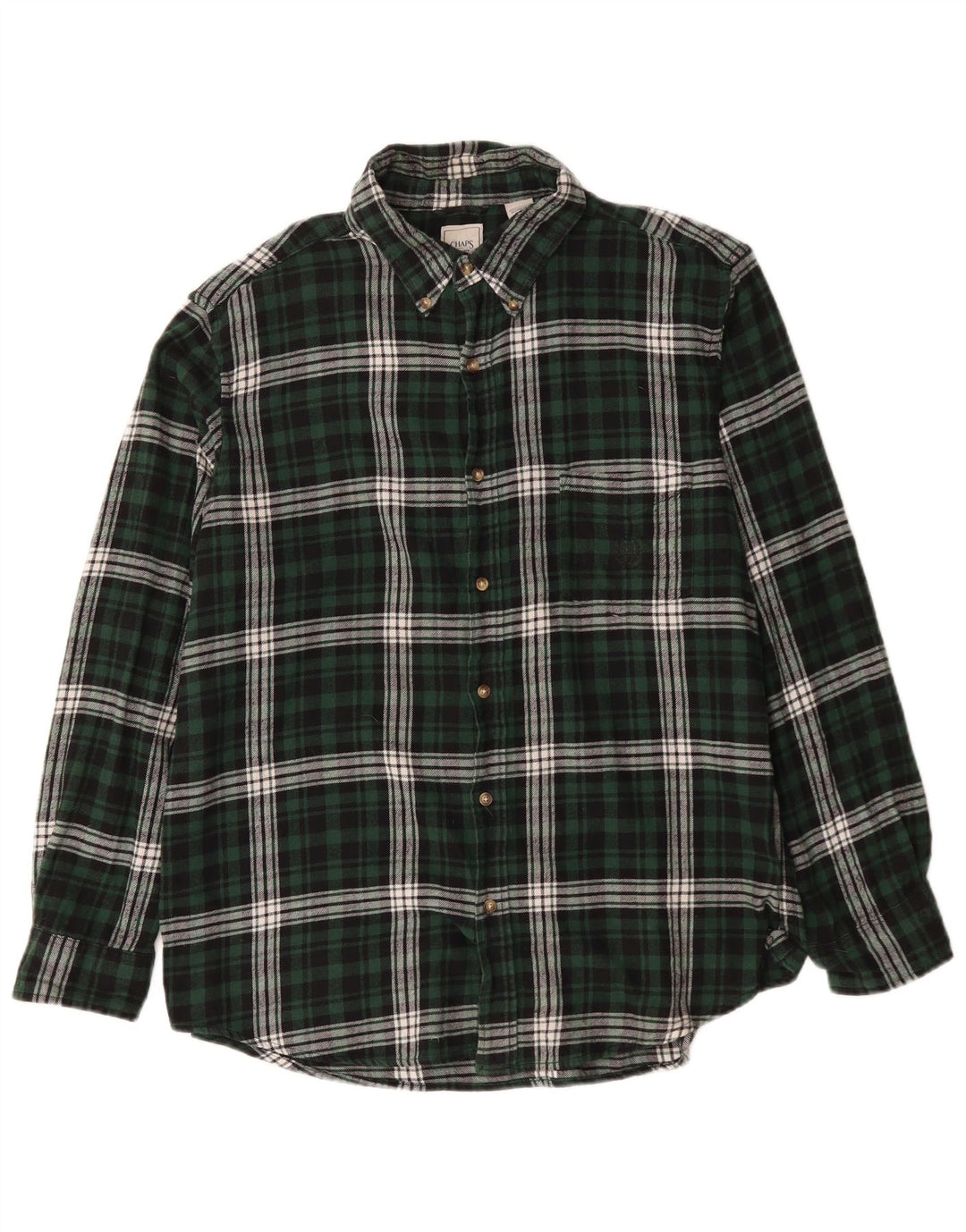Cămașă de flanel pentru bărbați Chaps XL, bumbac cu carouri verde