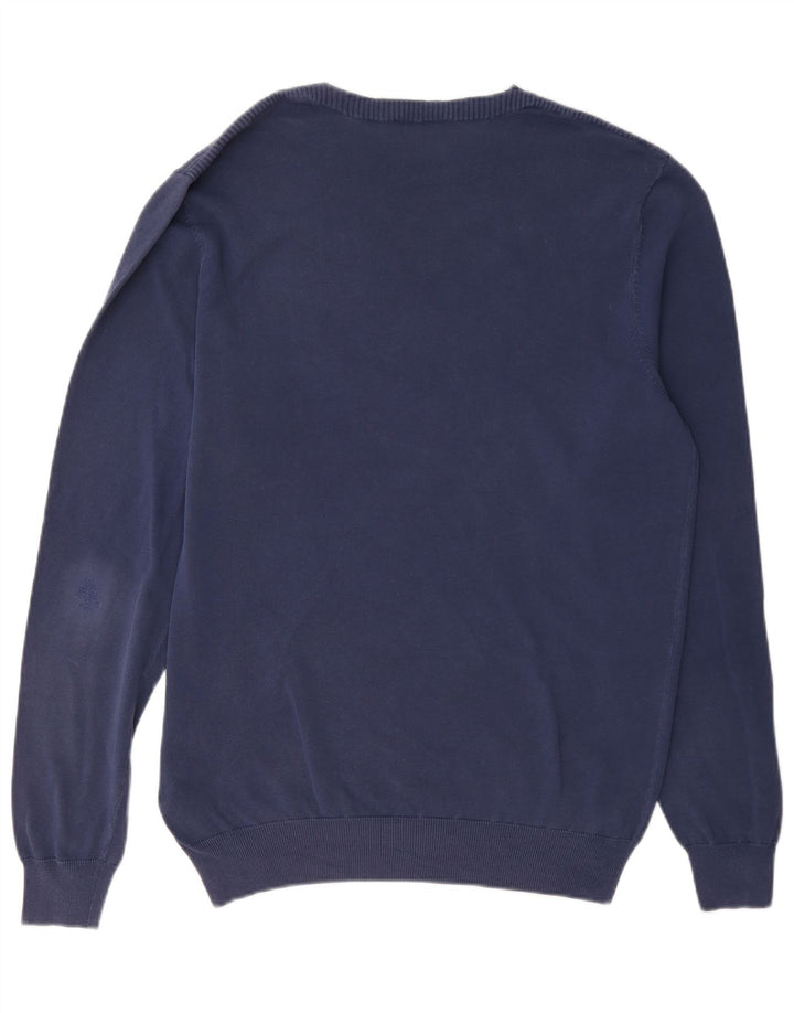 Pulover Massimo Dutti pentru bărbați, cu gât crew, bumbac mediu albastru bleumarin