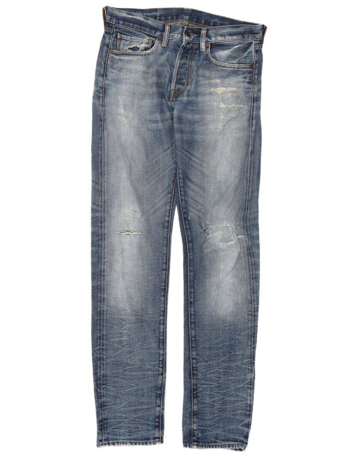 Blugi slim pentru bărbați Ralph Lauren Distressed W32 L33 Blue