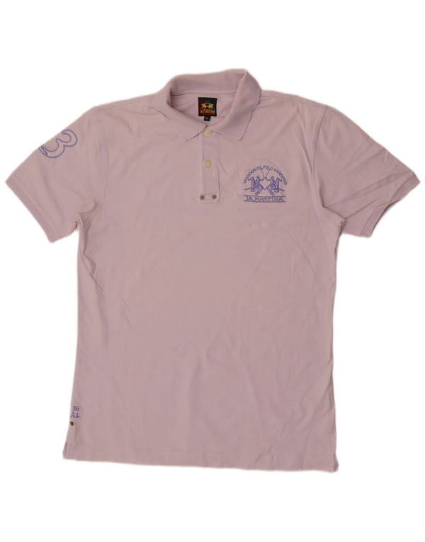 Tricou polo grafic pentru bărbați La Martina, bumbac mov XL