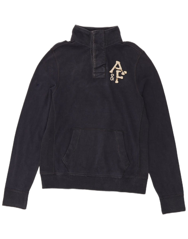 Pulover pentru bărbați Abercrombie & Fitch, cu gât cu nasturi, XL, bumbac bleumarin
