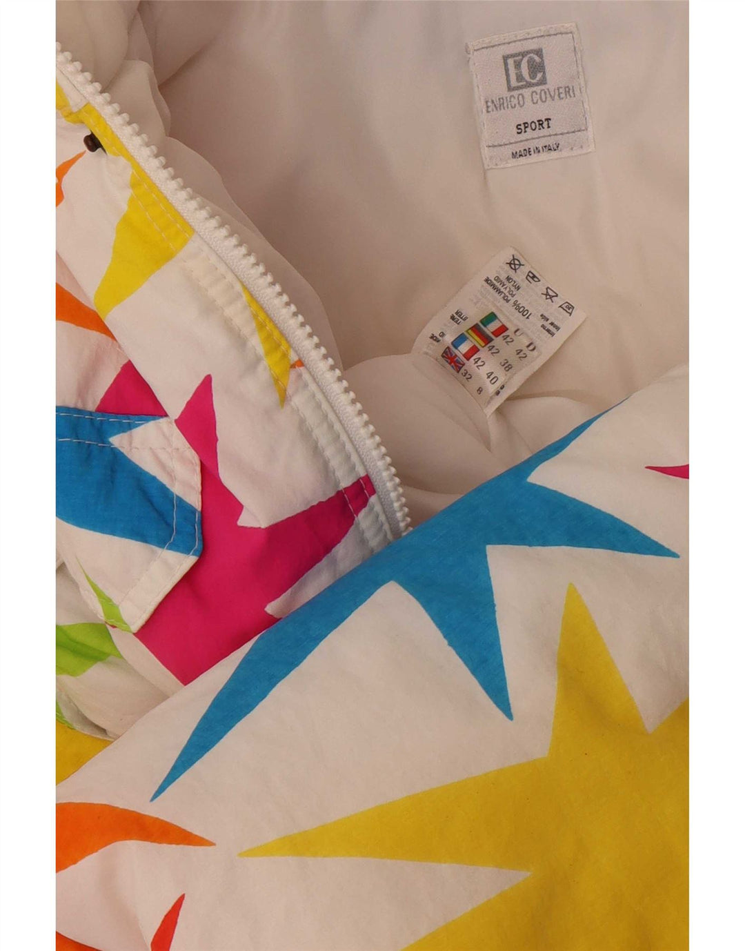 Enrico Coveri Salopetă de schi cu model abstract pentru femei UK 8 mic multicolor