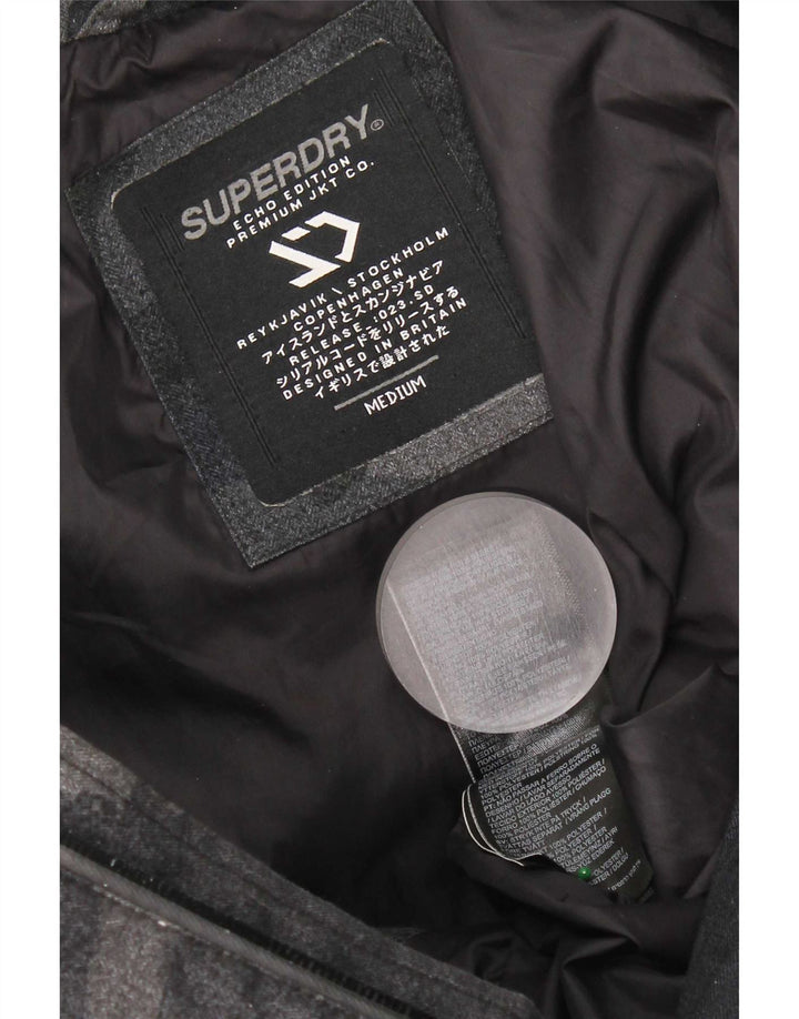 Jachetă căptușită cu glugă Superdry pentru bărbați UK 38 Poliester camuflaj mediu negru
