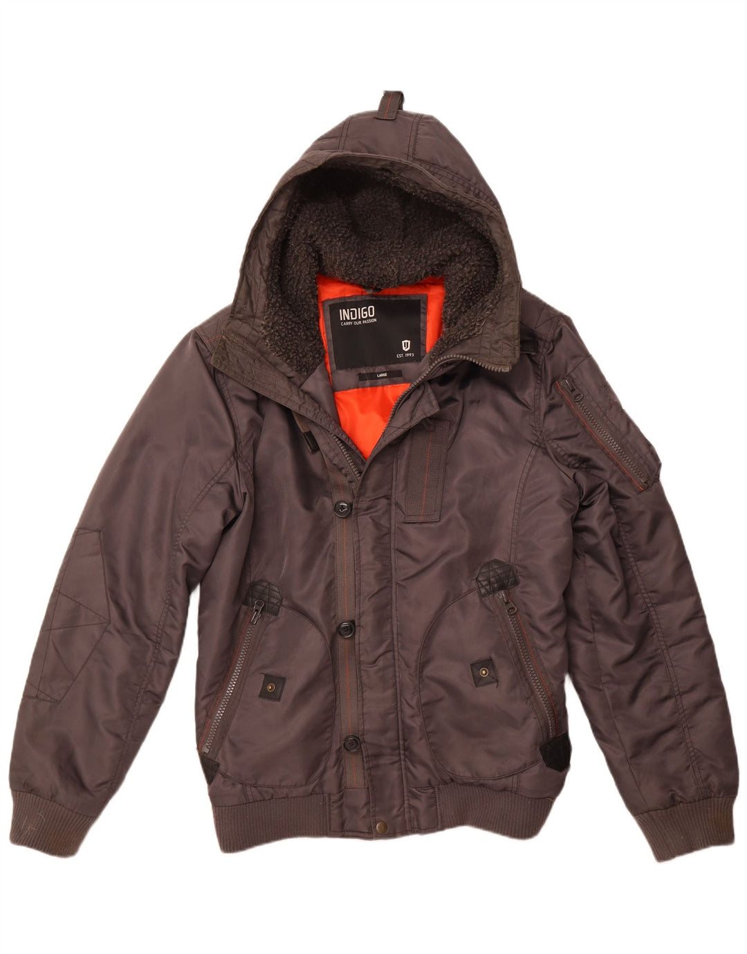 Jachetă bomber cu glugă pentru bărbați INDIGO UK 40 mare nailon gri