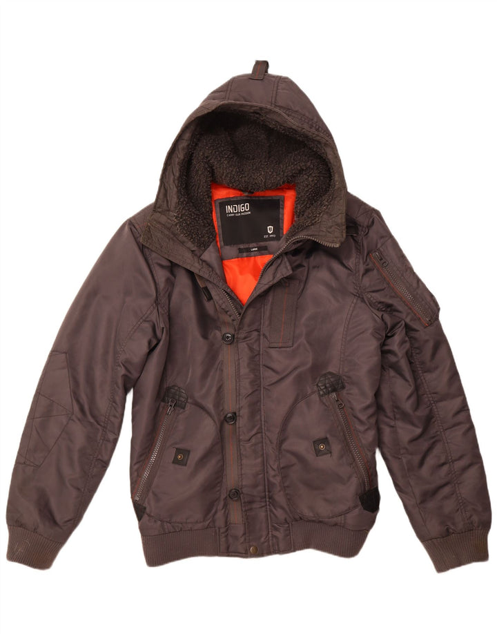 Jachetă bomber cu glugă pentru bărbați INDIGO UK 40 mare nailon gri