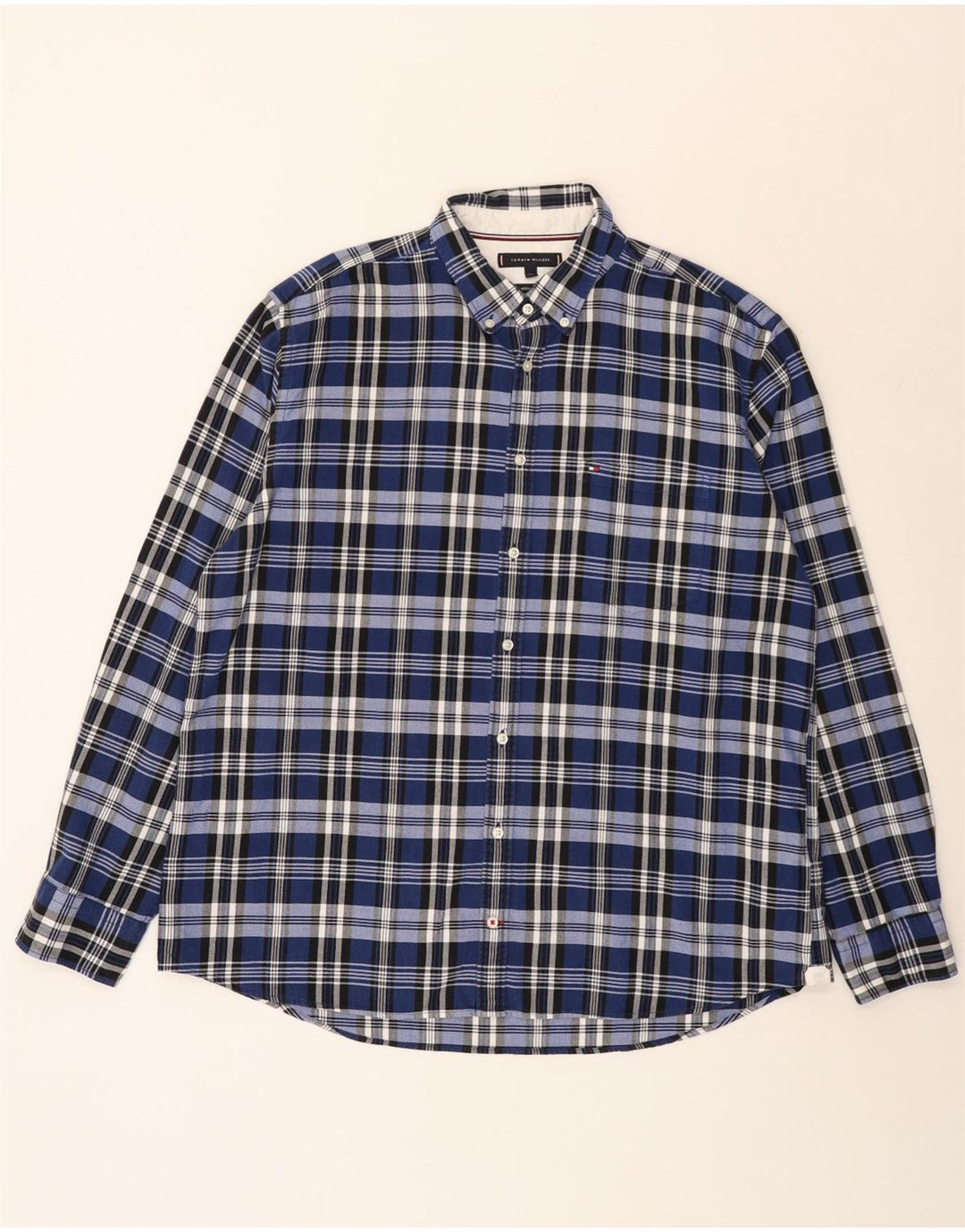 Cămașă pentru bărbați Tommy Hilfiger, cu formă regulată, 2XL, bumbac cu carouri albastre