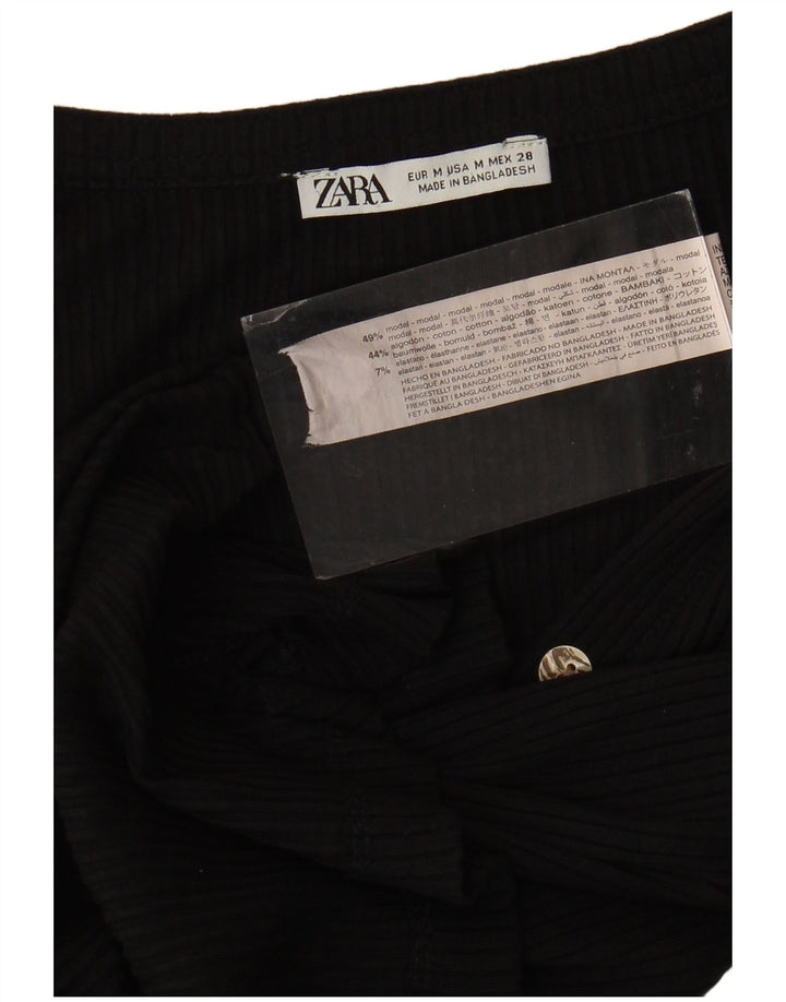 Top pentru femei Zara cu mânecă lungă UK 12 Medium Black Modal