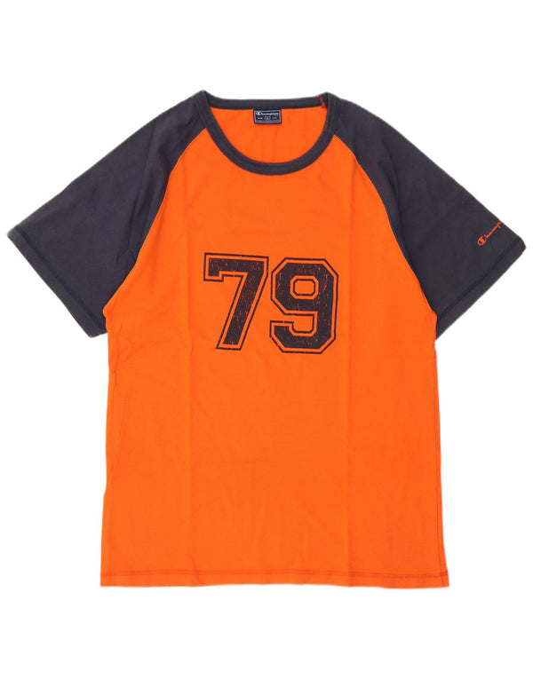 Tricou grafic pentru bărbați Champion Top XL portocaliu din bumbac color bloc