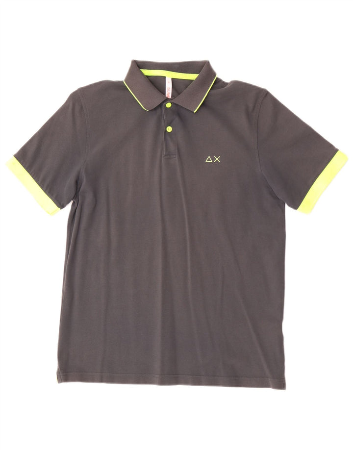 Tricou polo Sun68 pentru bărbați, bumbac, gri mediu
