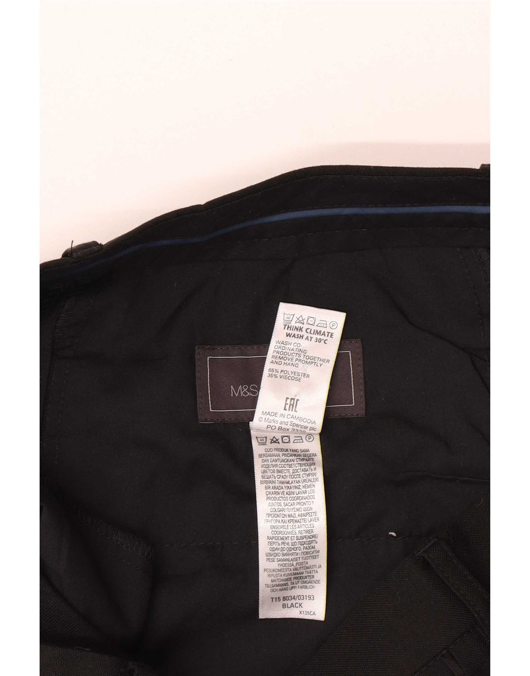 Marks & Spencer Pantaloni de costum slim pentru bărbați L34 L31 Poliester negru