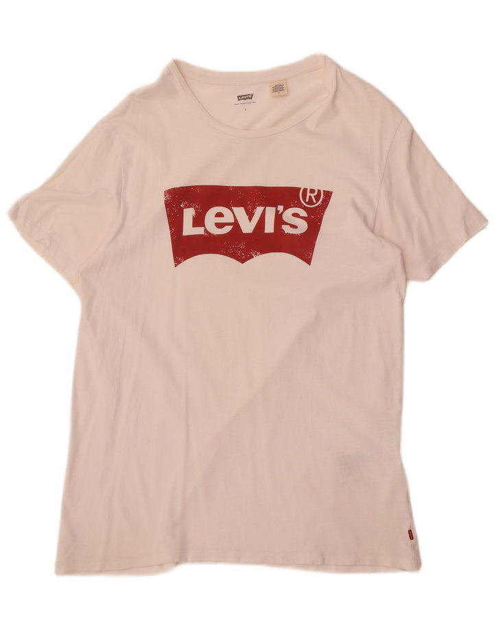 Tricou grafic Levi's pentru bărbați Top mare din bumbac alb