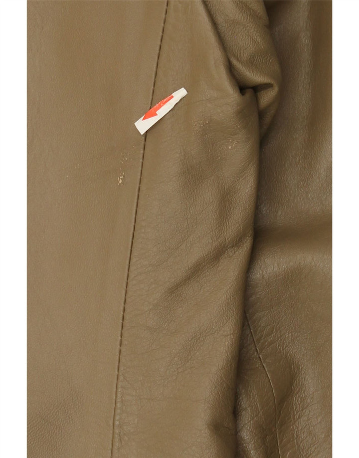 Jachetă de piele vintage pentru femei supradimensionată IT 38 XS piele kaki