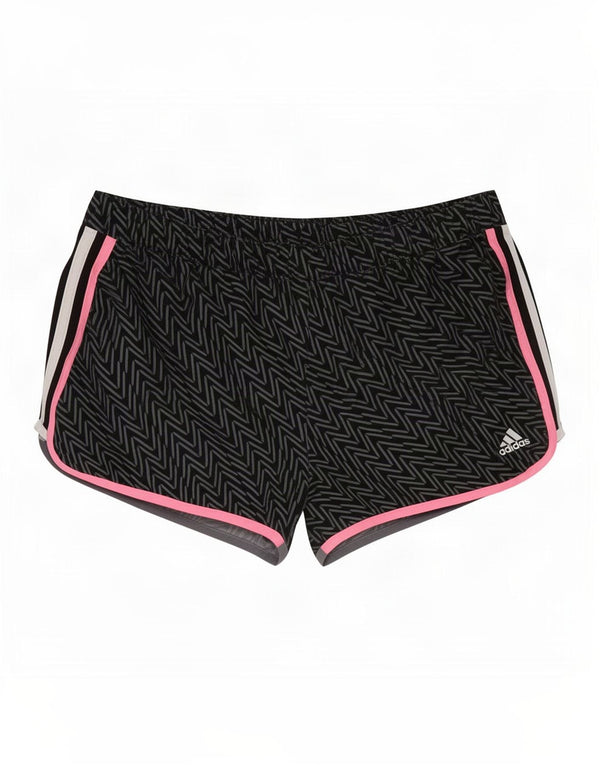 Pantaloni scurți sport Climalite Adidas pentru femei UK 14, poliester chevron mare, negru