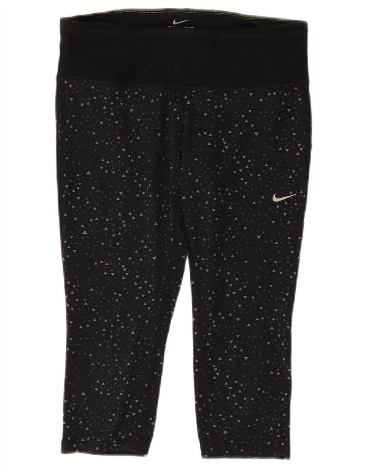 Leggings Capri Dri Fit Nike pentru femei UK 10 Poliester geometric negru mic