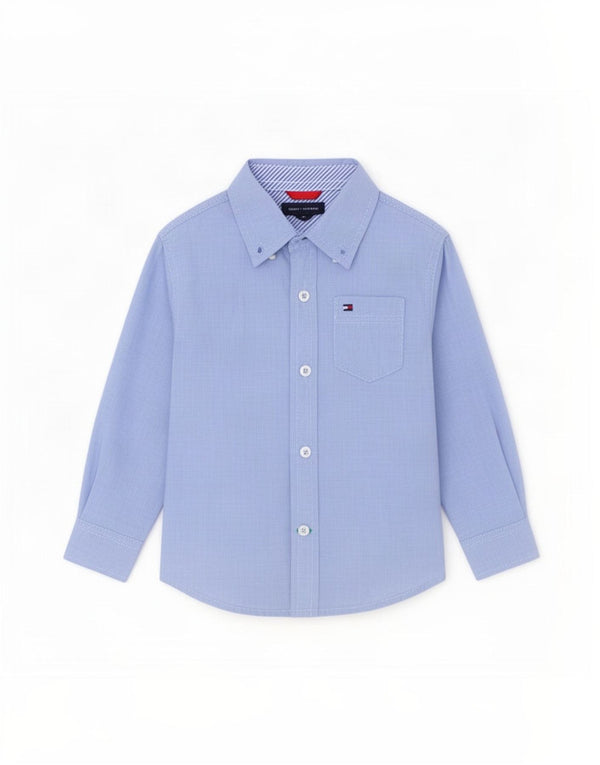 Cămașă Tommy Hilfiger pentru bebeluși 12-18 luni, bumbac albastru
