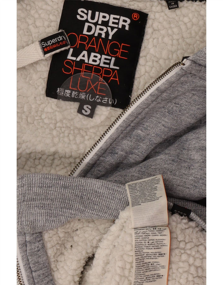 Pulover Superdry pentru bărbați, cu fermoar, bumbac, gri mic