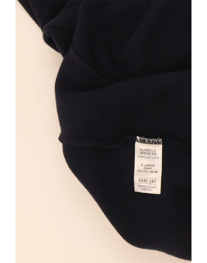 Hanorac pentru bărbați Marks & Spencer, cu fermoar, cu gât, XL, bumbac bleumarin