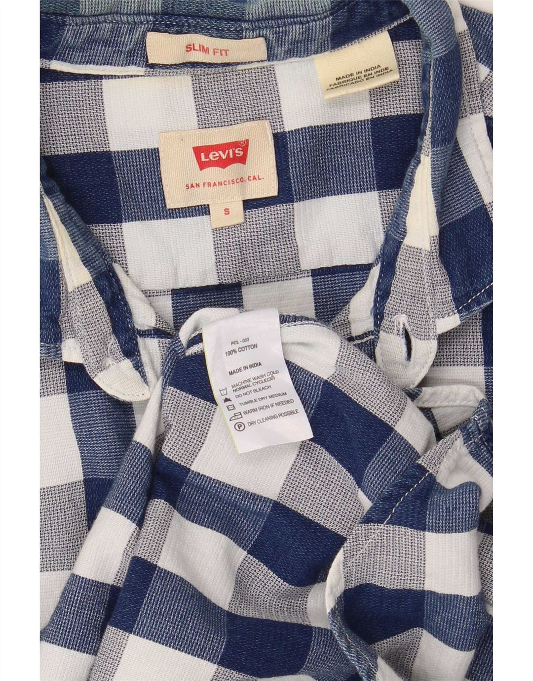 Cămașă Levi's Slim Fit pentru bărbați, din bumbac vichy, albastru bleumarin