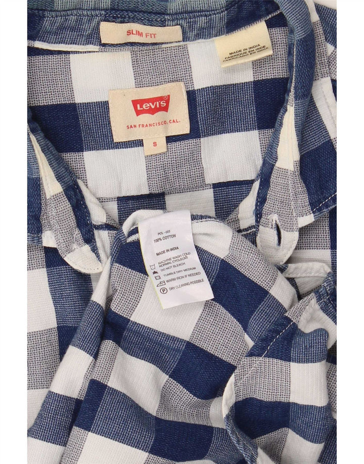 Cămașă Levi's Slim Fit pentru bărbați, din bumbac vichy, albastru bleumarin