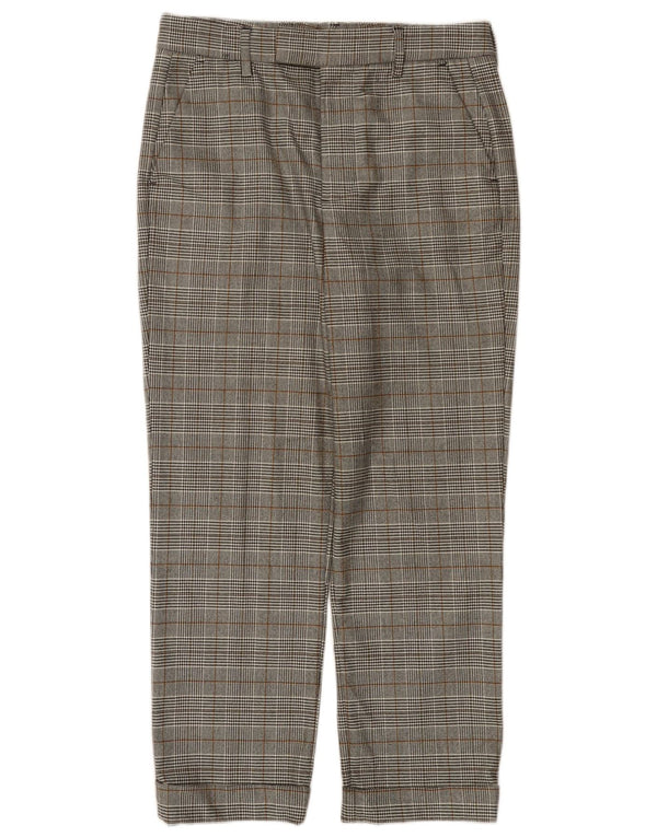 Pantaloni de costum drepți cu talie înaltă pentru femei Zara EU 36 XS L26 L25, gri, carouri