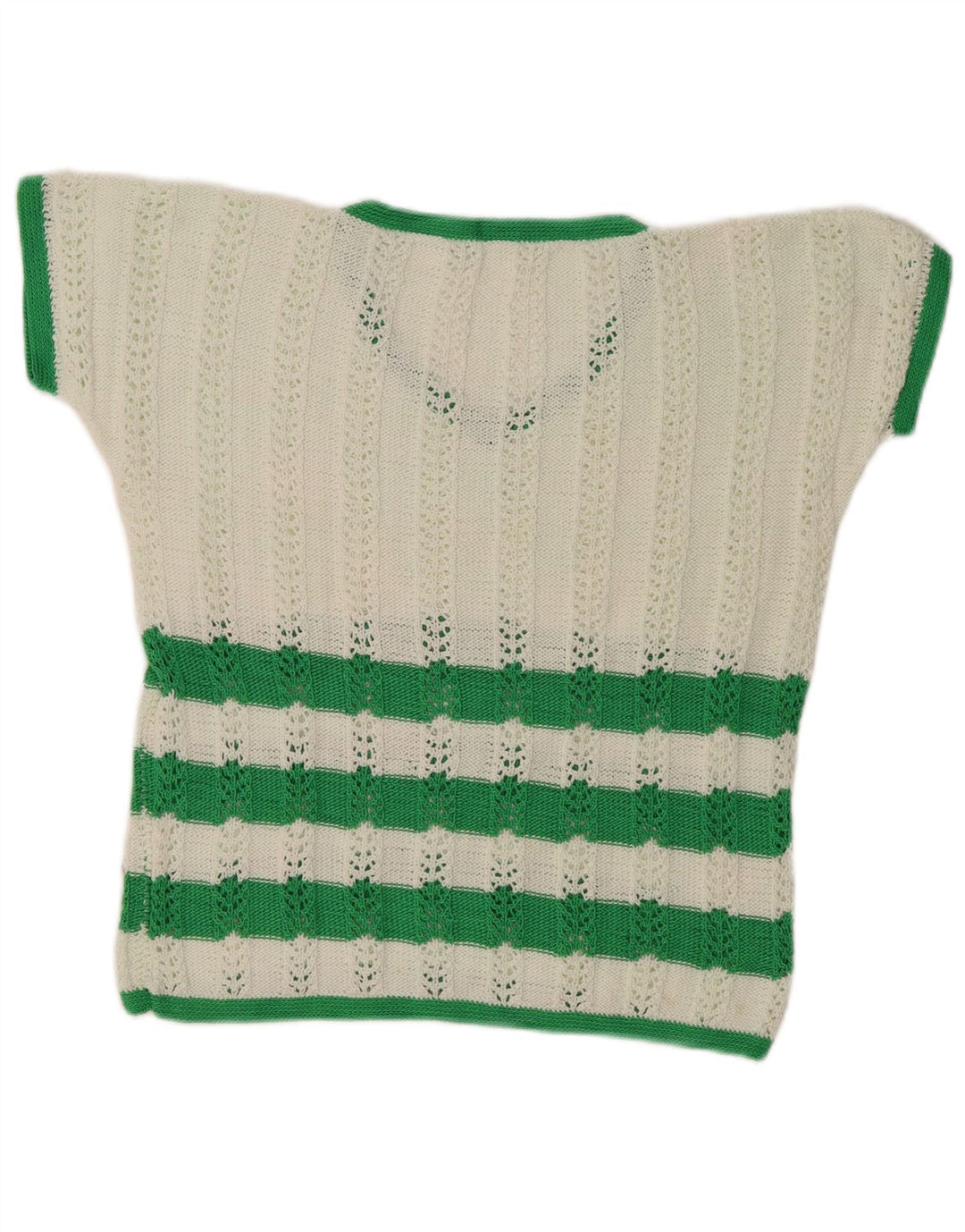 VINTAGE Womens V-Neck Jumper Sweater UK 12 Medium White Striped