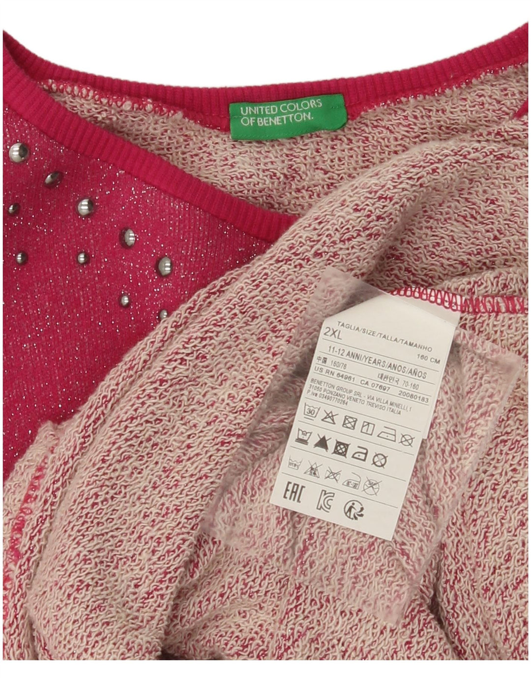 BENETTON Rochie Jumper Fete 11-12 Ani 2XL Roz Bumbac