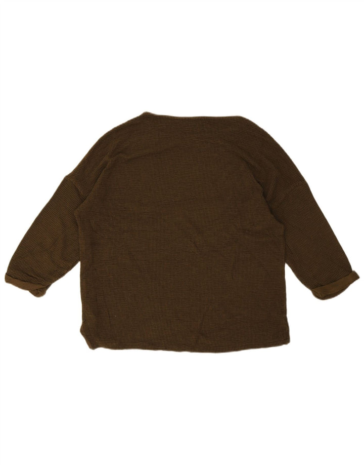 Top supradimensionat pentru femei Zara cu mâneci 3/4 UK 10 mic maro viscoză