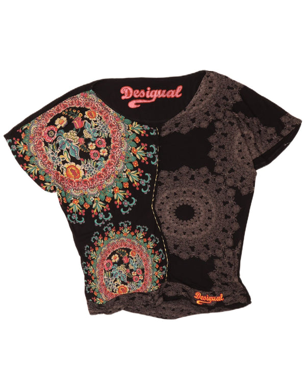 Bluză cu grafică supradimensionată pentru femei Desigual UK 16 Large Black Floral