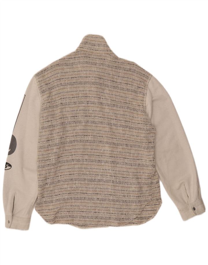 Jachetă bomber cu grafică pentru bărbați VINTAGE UK 44 2XL Lână cu dungi bej