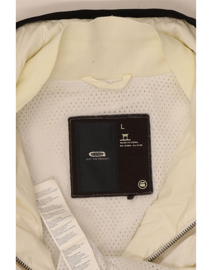 Jachetă de ploaie cu glugă pentru femei G-STAR UK 14, mare, albă, din poliamidă