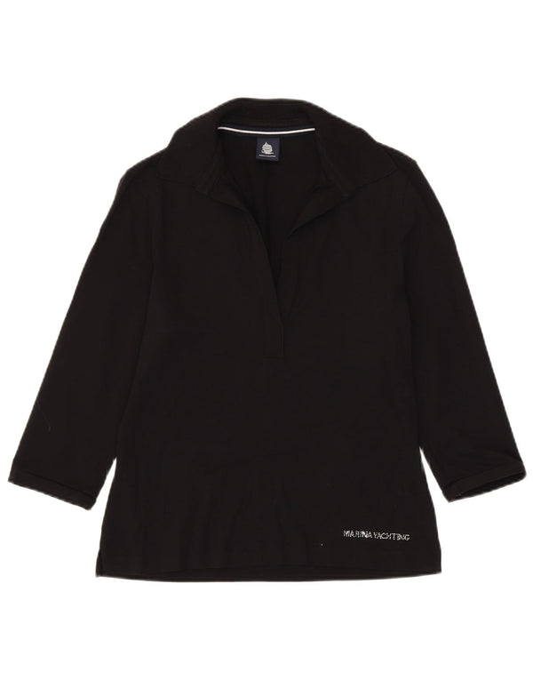 Marina Yachting Tricou polo cu mâneci 3/4 pentru femei UK 14 mare bumbac negru