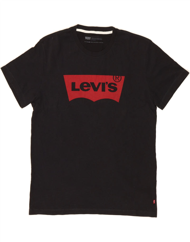 LEVI'S Mens Graphic T-Shirt Top Large Black Cotton Vintage Levi's and Second-Hand Levi's from Messina Hembry 