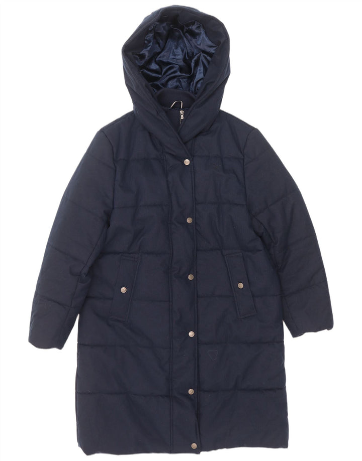Crew Clothing Jachetă căptușită cu glugă pentru femei Marea Britanie 16 Poliester bleumarin mare